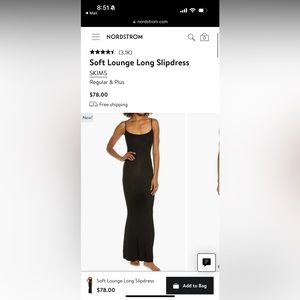 Skims Black Soft Lounge Long Slipdress